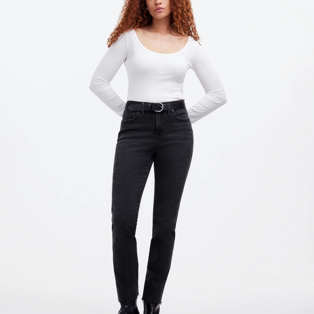 Madewell Stovepipe 28T Black Straight Leg Denim